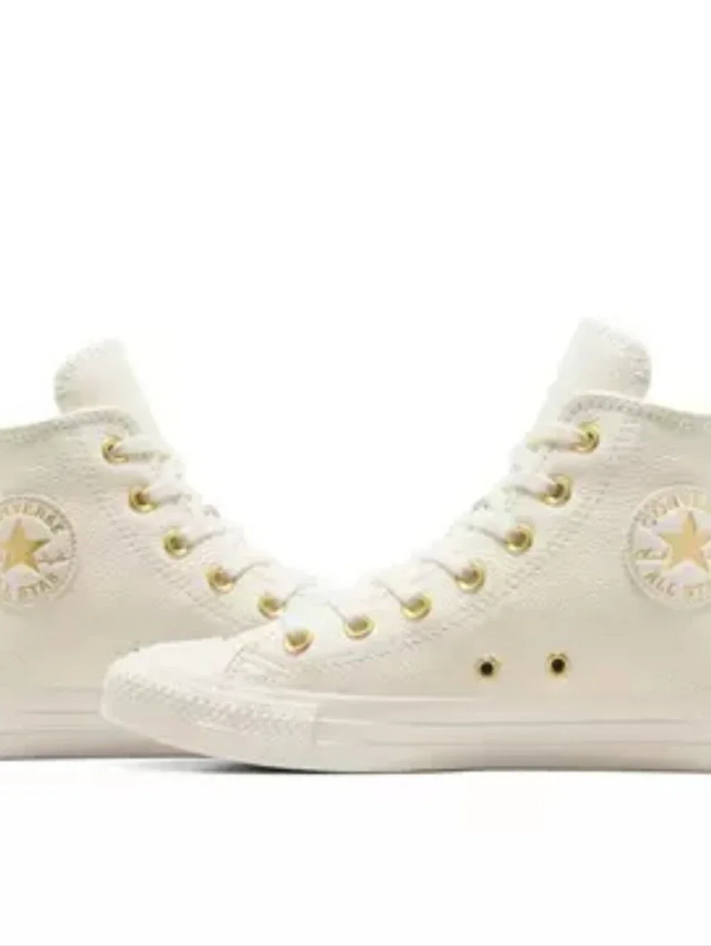 Converse Chuck Taylor All Star Leather High Top Sneakers- Egret/Gold